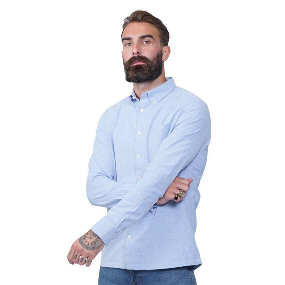 Firetrap Mens Basic Oxford Cotton Button-Down Shirt / Blue